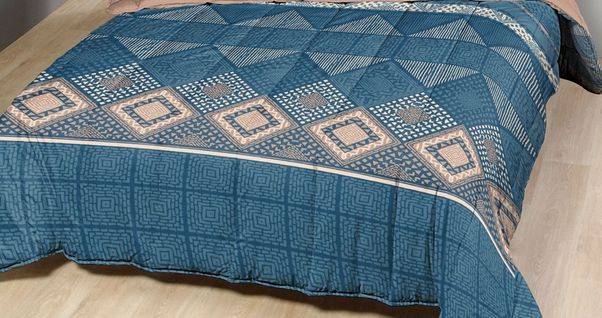 Couette Tempérée Imprimée Ethnic Blue - 2 Personnes 240x260 - Mi Saison