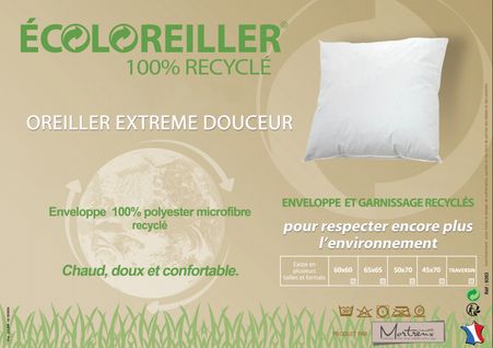 Lot De 2 Oreillers Moelleux Recyclés - 50 X 70 - 550grs