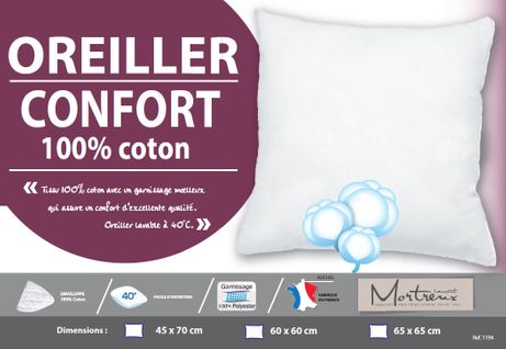 Oreiller Blanc Coton Moelleux 60x60 - 3952