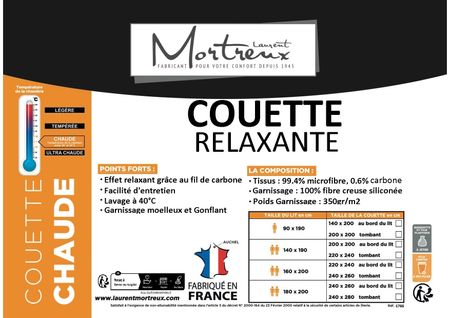Couette Chaude Relaxante - 1 Personne 140x200 - Spécial Hiver