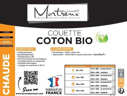 Couette Chaude Coton Bio -1 Ou 2 Personnes 200x200