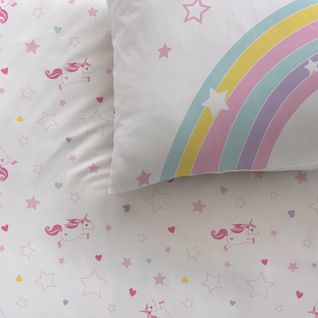 Parure De Lit Imprimée 100% Coton, Licorne 140x200+63x63cm