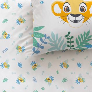 Parure De Lit Imprimée 100% Coton, Disney Home Le Roi Lion Simba 140x200+63x63cm