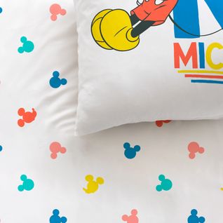 Parure De Lit Imprimée 100% Coton, Disney Home Mickey Good Days 140x200+63x63cm