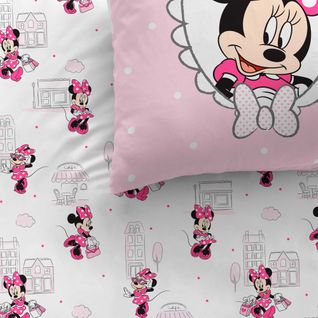 Parure De Lit Imprimée 100% Coton, Disney Home Minnie Shopping 140x200+63x63cm