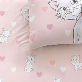 Parure De Lit Imprimée 100% Coton, Disney Home Les Aristochats Love 140x200+63x63cm