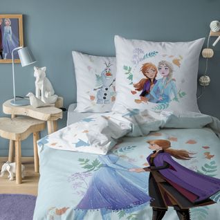 Parure De Lit Imprimée 100% Coton, Disney Home Frozen Sisters 140x200+63x63cm