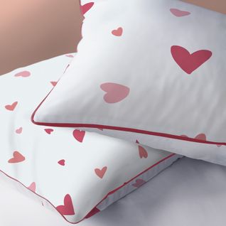 Parure De Lit Imprimée 100% Coton, Heart 140x200+63x63cm