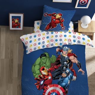 Parure De Lit Imprimée 100% Coton, Avengers Home Team 140x200+63x63cm