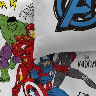 Parure De Lit Imprimée 100% Coton, Avengers Home Sketches 140x200+63x63cm