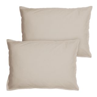 Set De 2 Taies D’oreiller Unies à Volant, Coton Lavé 65x65cm