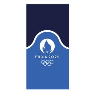 Drap De Plage Imprimé 100% Coton, Paris 2024 Jeux Olympiques Premium Marine 75x150cm