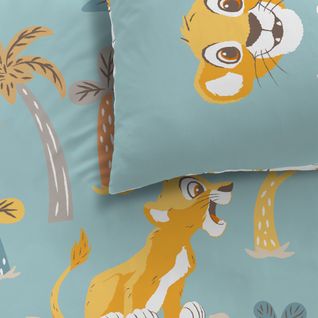 Parure De Lit Imprimée 100% Coton, Disney Home The Lion King Savane 140x200+63x63cm