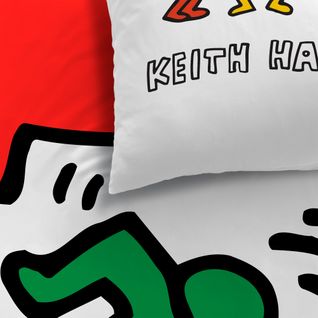 Parure De Lit Imprimée 100% Coton, Keith Haring Party 140x200+63x63cm