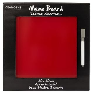 Mémo Board Face Magnétique Verre Rouge 30x30 Cm