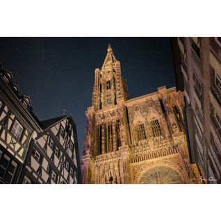 Tableau Sur Toile Cathédrale Notre-dame De Strasbourg De Nuit 45x65 Cm