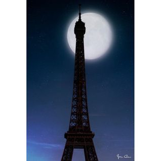 Tableau Sur Verre Synthétique Lune Et Tour Eiffel 65x97 Cm