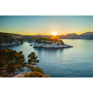 Tableau Sur Verre Synthétique Calanque Port-miou 65x97 Cm