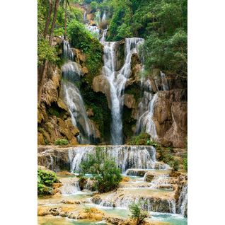 Tableau Sur Verre Synthétique Cascade Laos 80x120 Cm