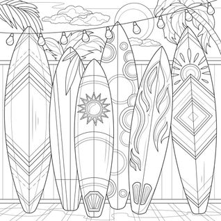 Tableau Sur Toile Planches De Surf à Colorier 30x30 Cm