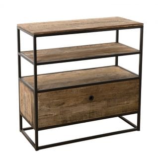 Alida - Étagère Marron 1 Tiroir Teck Recyclé Acacia Mahogany Et Métal Noir