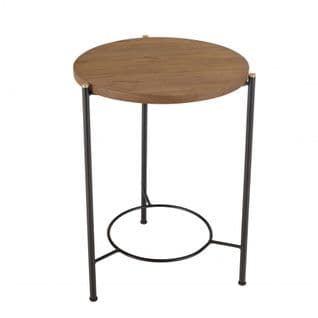 Alida - Table D'appoint Ronde 3 Pieds En Métal Noir