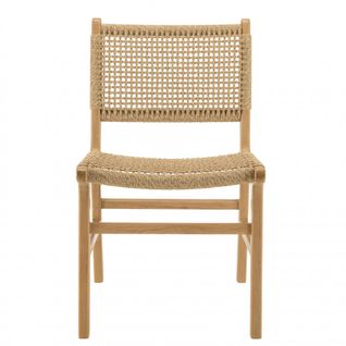 Valeria - Lot De 2 Chaises Jardin Teck Naturel Rotin Synthétique Beige