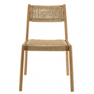 Valeria - Lot De 2 Chaises Jardin Teck Rotin Synthétique Tressé Beige