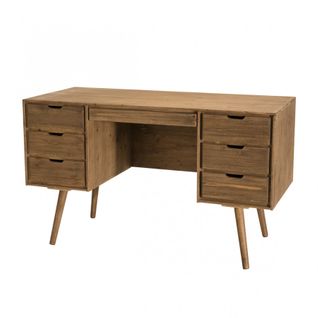 Andrew - Bureau Scandi Bois Marron 6 Tiroirs Sapin