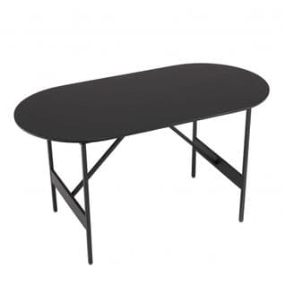 Daly - Table Basse Ovale Noire 70x35cm Piètement Métal