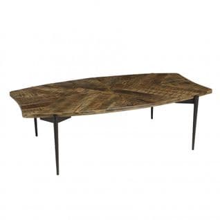 Kiara - Table Basse Bords Concaves 135x75cm En Bois Recyclé