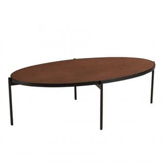 Basile - Table Basse Ovale 131x65cm Couleur Rouille Effet Pierre