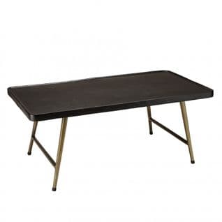 Jonas - Table Basse Rectangulaire En Aluminium Plateau Noir Pieds Dorés