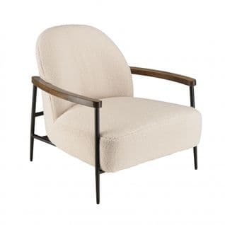 Gaston - Fauteuil Tissu Bouclette Écru Structure Métallique