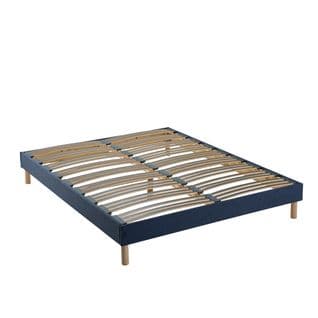 Sommier En Kit - Lattes Flexibles 140 X 190 Cm Bleu Foncé