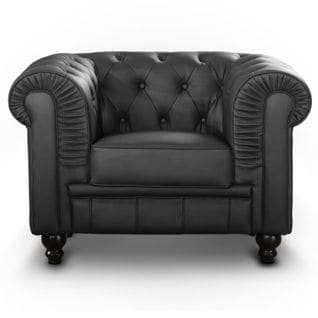 Fauteuil Design "chesterfield" 110cm Noir