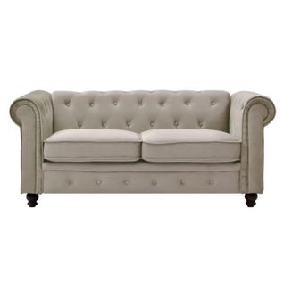 Canapé 2 Places Velours "chesterfield" 157cm Taupe