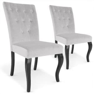 Lot De 2 Chaises Capitonnées Velours Gris Baroque Rockstar