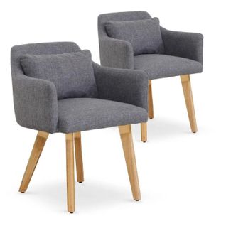 Lot De 2 Fauteuils Scandinave "alan" 70cm Gris Clair