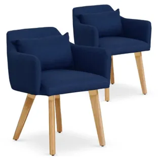 Lot De 2 Fauteuils Scandinave "alan" 70cm Bleu