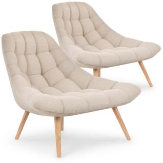 Lot De 2 Fauteuils Scandinaves "johan" 102cm Beige