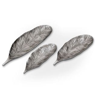 Lot De 3 Plateaux De Présentation "leaf" 64cm Argent