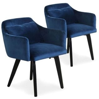 Lot De 2 Fauteuils Velours "scanda" 70cm Bleu