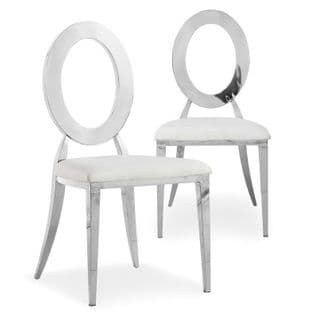 Lot De 2 Chaises Métal Design "sorel" 97cm Argent et Blanc