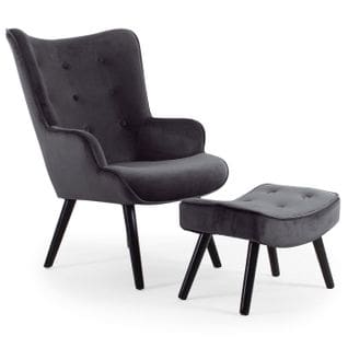 Fauteuil Et Pouf Scandinave "nomi" 100cm Noir