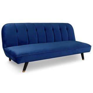 Canapé Convertible En Velours "seattle" 180cm Bleu
