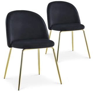 Lot De 2 Chaises Design En Velours "lia" 79cm Noir