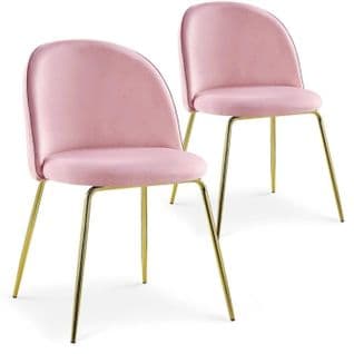 Lot De 2 Chaises Design En Velours "lia" 79cm Rose