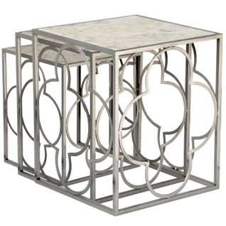 Lot De 3 Tables Gigognes Métal "klee" 55cm Argent