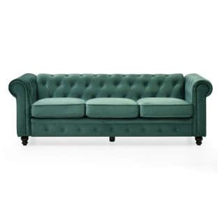 Canapé 3 Places Velours "chesterfield" 209cm Vert